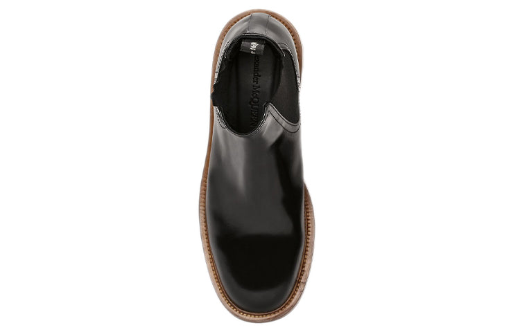 Alexander McQueen Shiny Leather Chelsea Boots 'Black Brown' 683568WHZ8C1452