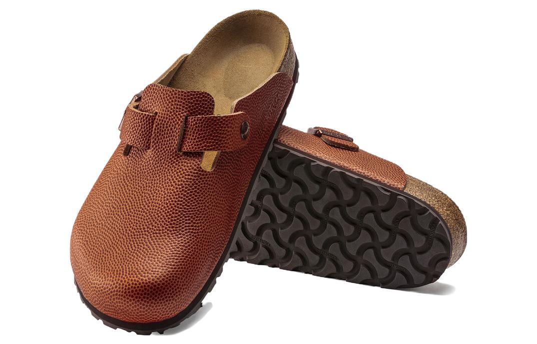 Birkenstock Boston Horween Embossed Natural Horween Leather 'Ginger Brown' 1022371