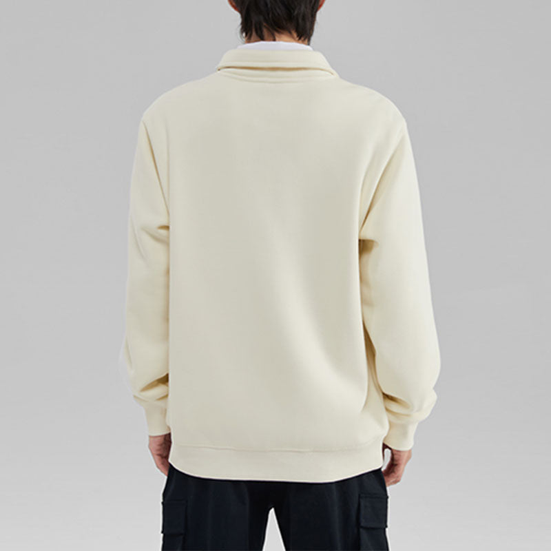Skechers Basic Woven Half-Zip Crew Sweater 'Black White' P423U015