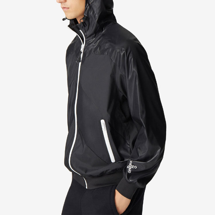 Men's KENZO SS21 Long Sleeves Hooded Jacket Black FB55BL1511NG-99