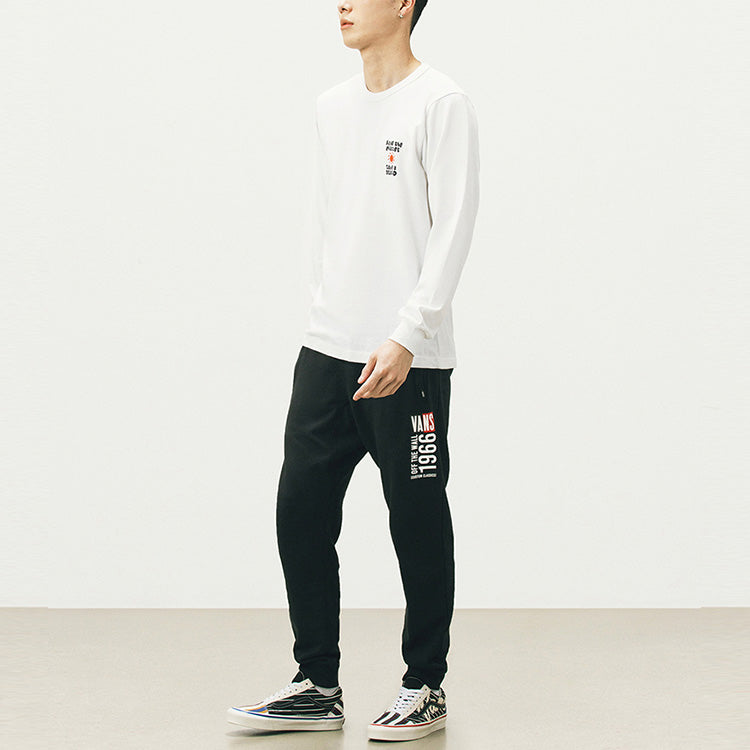 Men's Vans Earth Pattern Printing Round Neck Long Sleeves White T-Shirt VN0A5E870VW