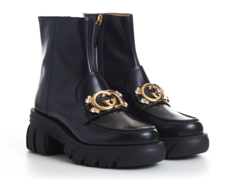 (WMNS) Gucci Mid Heel Ankle Boot With Belt 'Black Leather' 700270-DKS00-1000