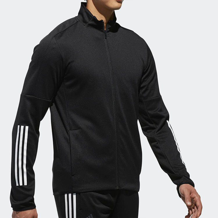 adidas Tennis Sports Stripe Logo Printing Stand Collar Jacket Black CF7970
