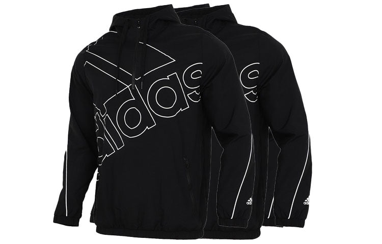 adidas M Favs Q1 Wb Large Logo Printing Sports Hooded Jacket Black GK9439