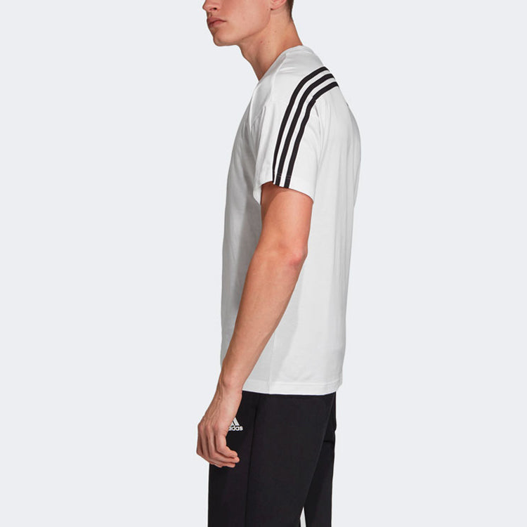 adidas M MH 3S Tee Stripe Sports Round Neck Short Sleeve White DX7656