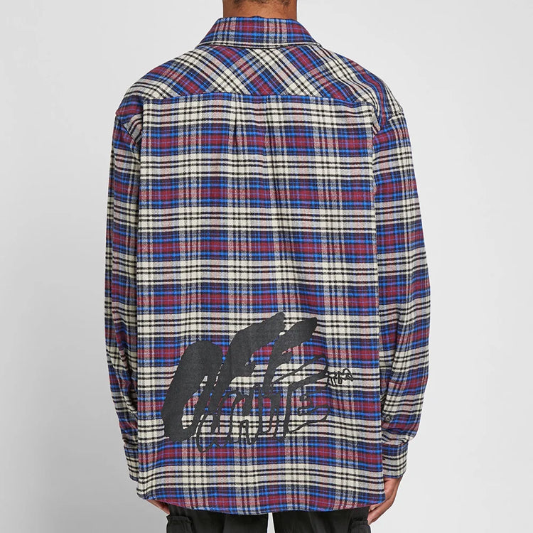 Off-White C/O VIRGIL ABLOH OW FLANNEL CHECK SHIRT BLUE OMGA091F19F330063010