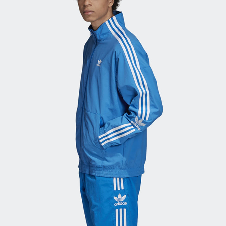 adidas originals Stand Collar Woven Windproof Jacket Blue ED6093