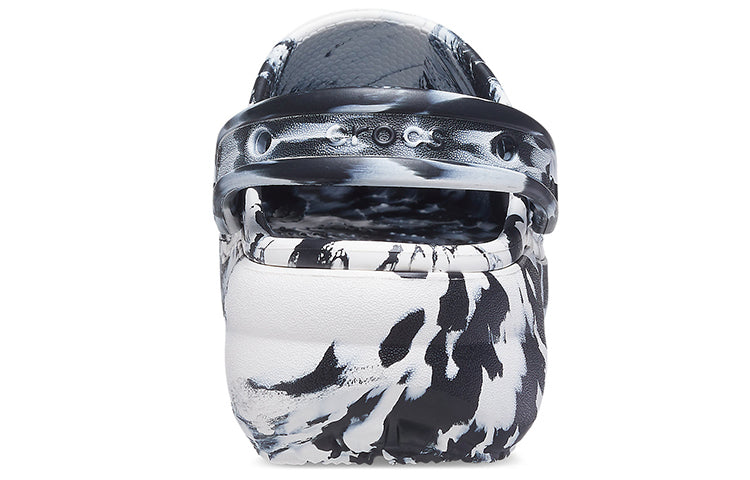 (WMNS) Crocs Classic Platform Marbled Clog 'Black White' 207176-066