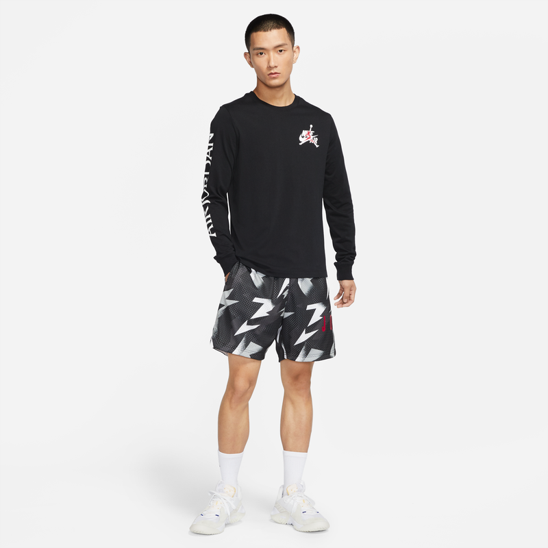 Men's Air Jordan Logo Printing Round Neck Long Sleeves Black T-Shirt DN1447-010