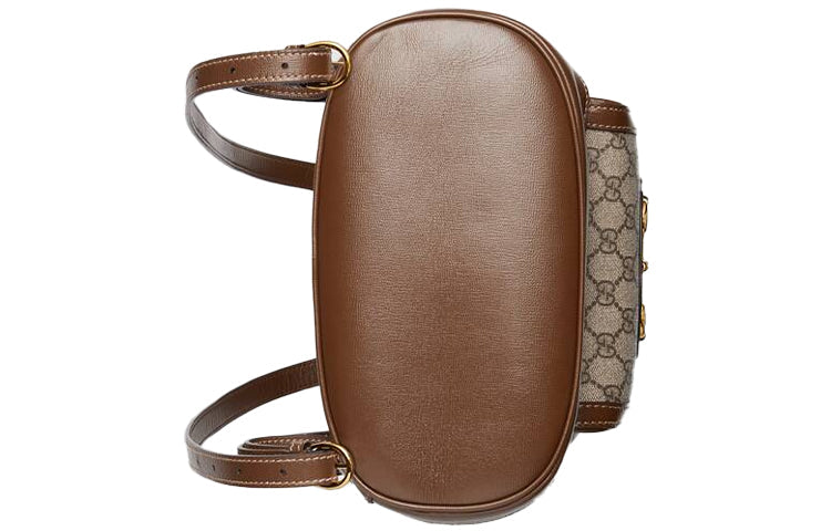 Gucci Horsebit 1955 Retro Gold buckle Logo Canvas Large Capacity schoolbag Backpack Unisex / / Brown Classic 620849-92TCG-8563
