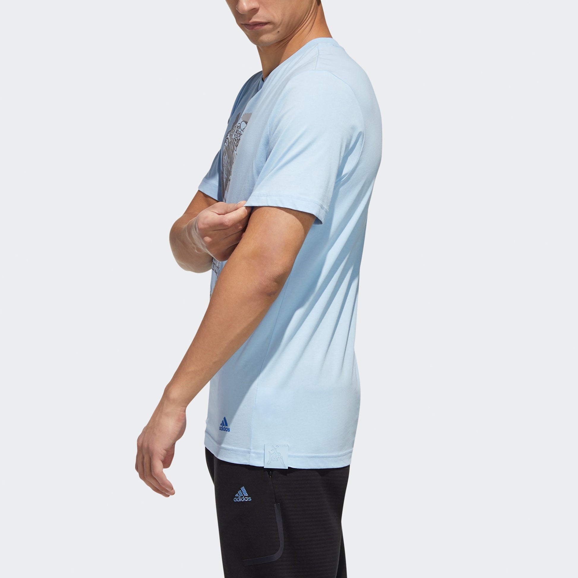 adidas Wj Gfx Tee Series Printing Sports Round Neck Short Sleeve Blue GF4057