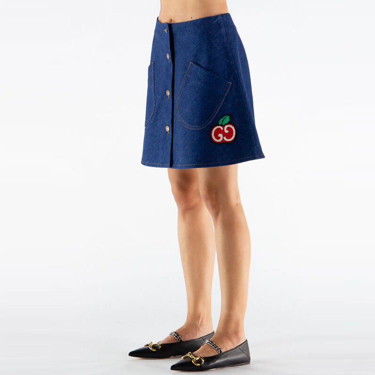 (WMNS) Gucci SS21 Single-Breasted Denim Skirt Blue 617336-XDBEN-4759
