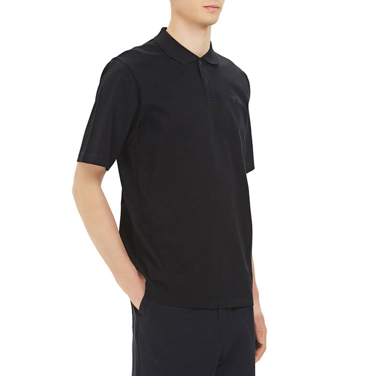 Men's Y-3 Casual Solid Color Cotton Polo Shirt Black FN3355