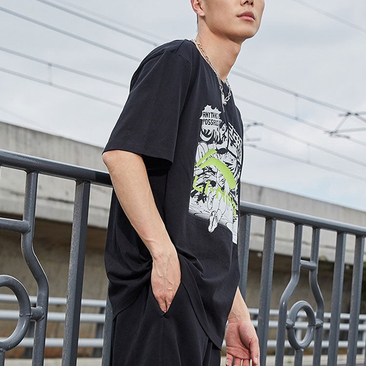 Li-Ning Graphic Loose Fit T-shirt 'Black' AHSR401-2