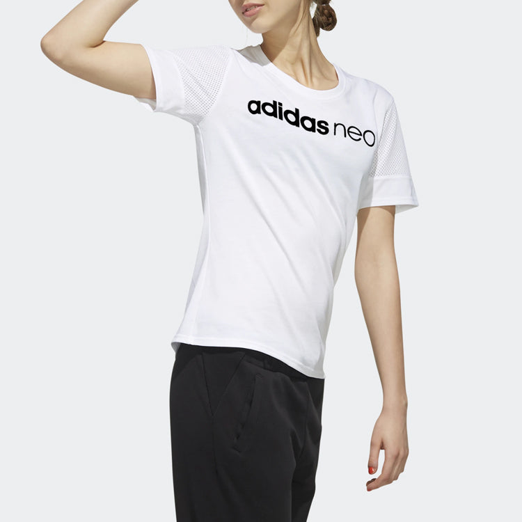 (WMNS) adidas neo FARM P TSHIRT Sports Round Neck Short Sleeve White EI4850