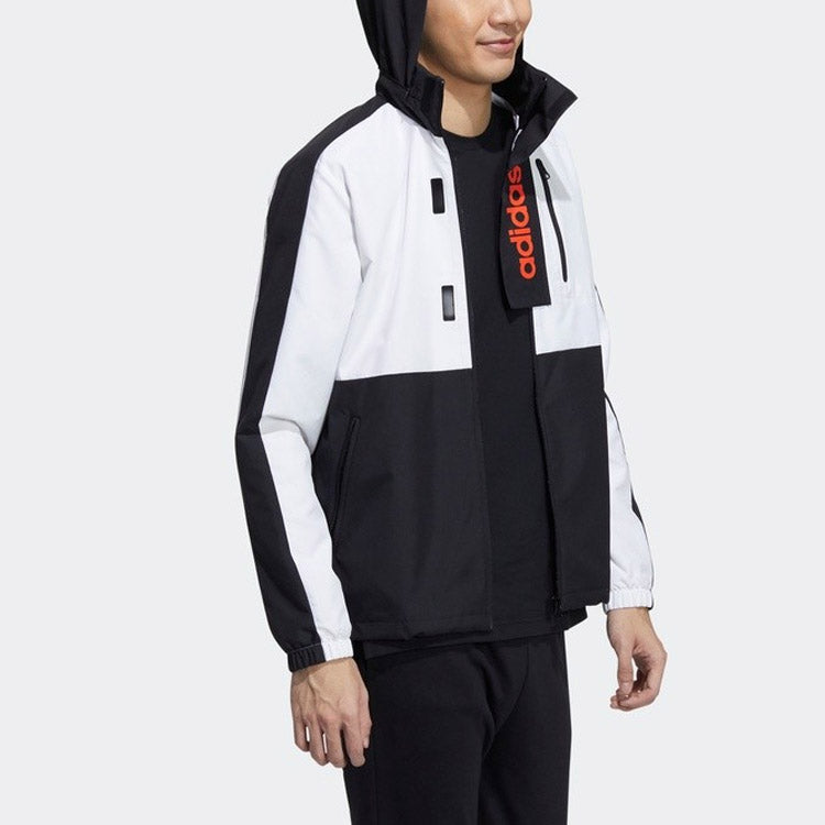 adidas neo M Basc Wb Contrasting Colors Printing Sports Jacket Black White H53022