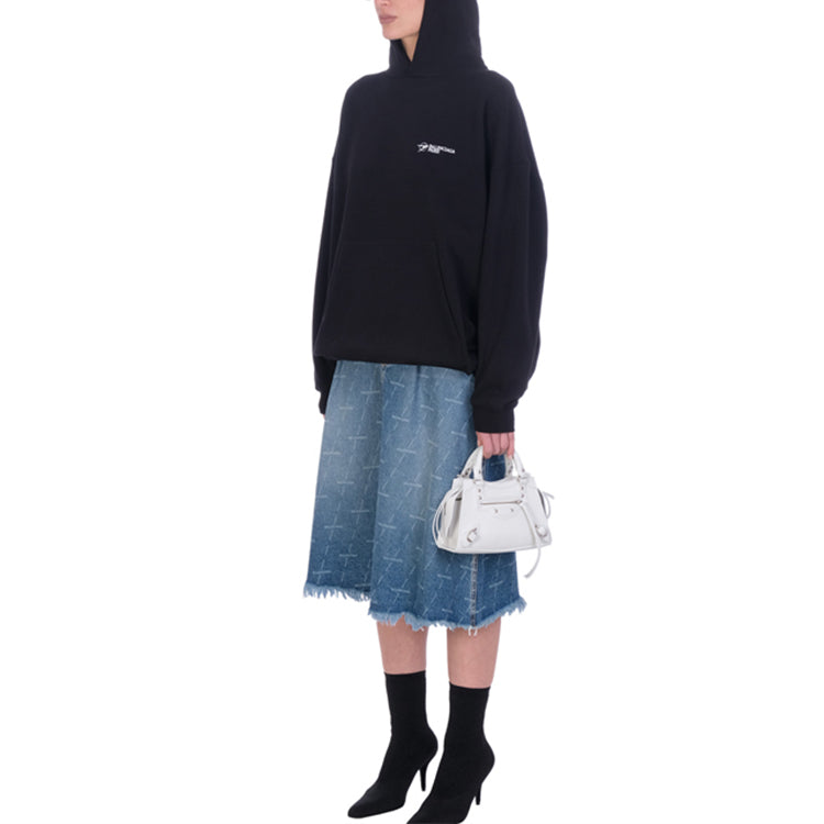 (WMNS) Balenciaga SS21 Logo otton Hoodie 'Black' 620947TKV871070