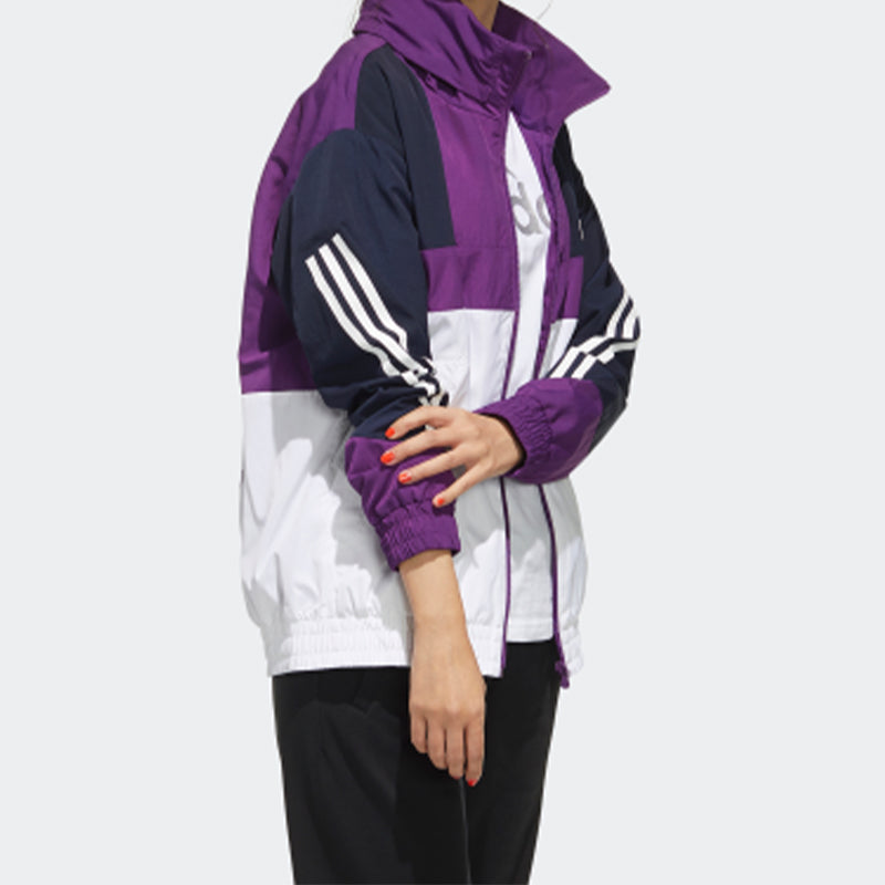 (WMNS) adidas neo Printing Hooded Jacket Purple FU1068