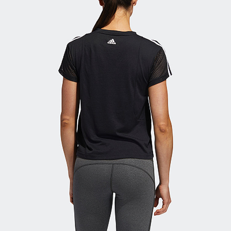 (WMNS) adidas Training Round Neck Pullover Short Sleeve Black EA3357