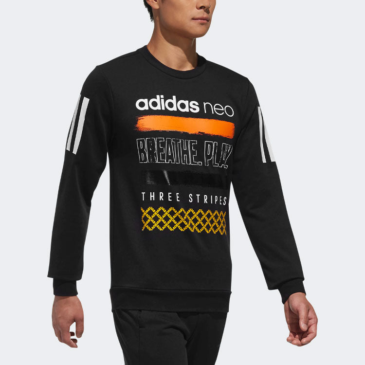 adidas neo Athleisure Casual Sports Knit Round Neck Pullover Black DX0043