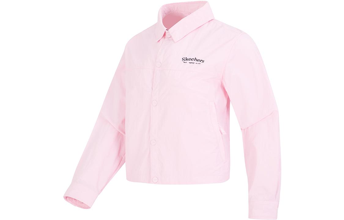(WMNS) Skechers Logo Printed Shirt 'White Pink' L223W036