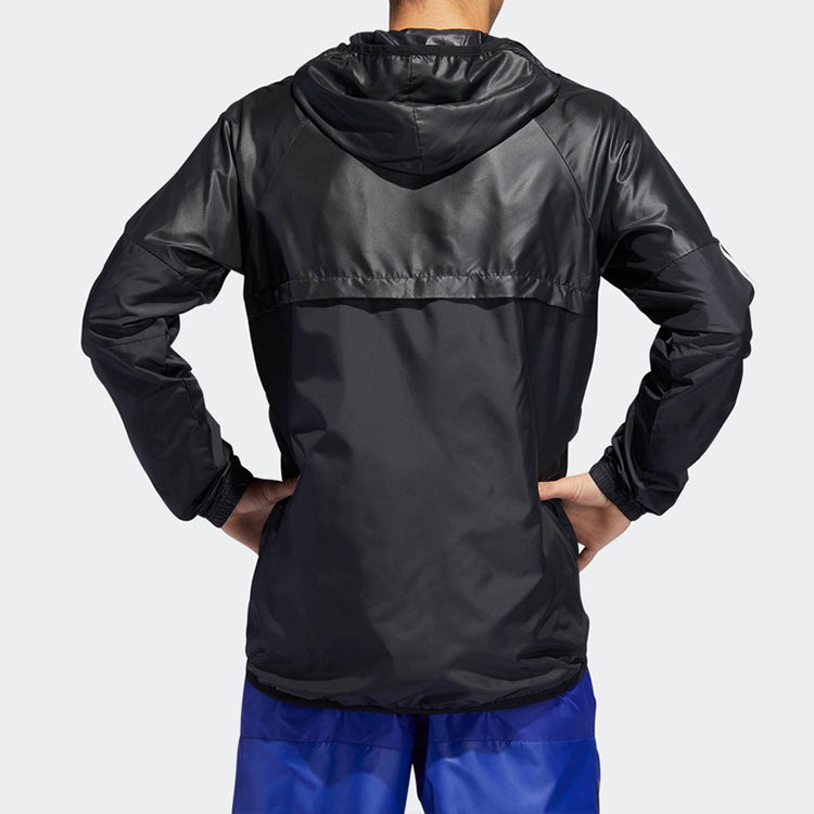 adidas M Wind Fz Jkt Training Sports Hooded Jacket Black DU1961