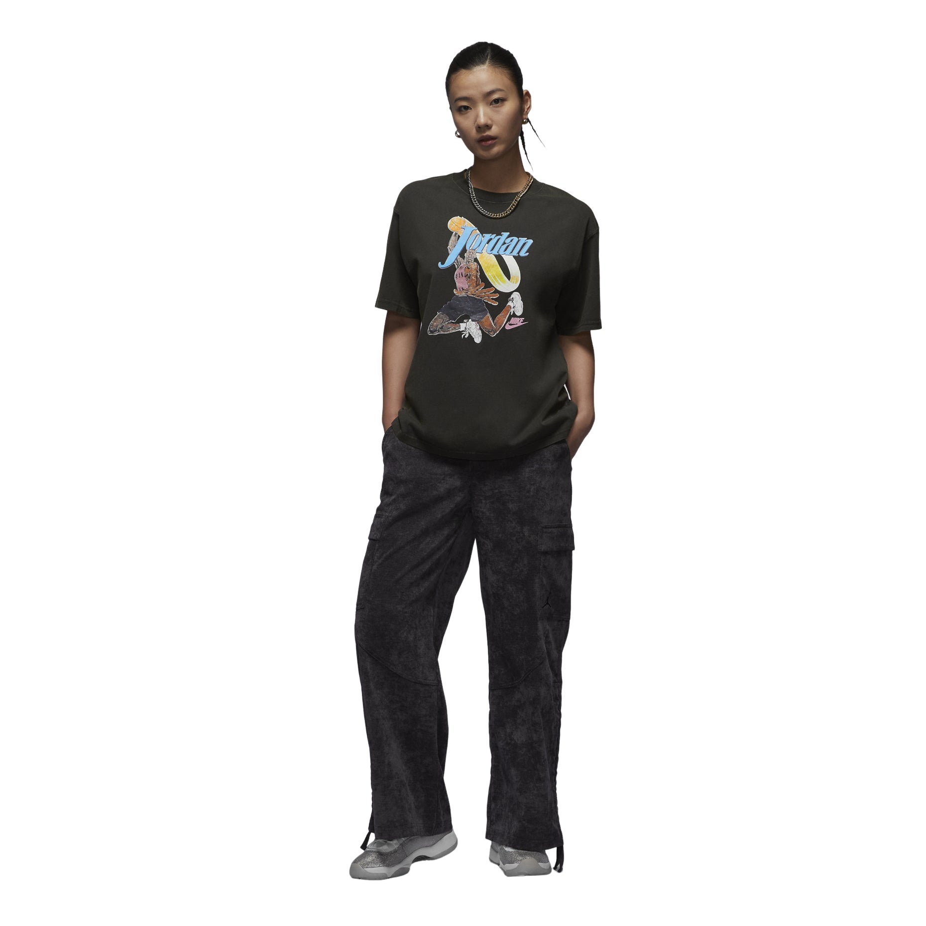 (WMNS) Air Jordan Graphic T-shirt Asia Sizing 'Black' FV7123-045