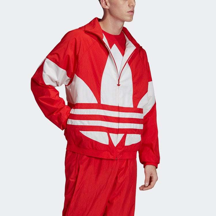 adidas originals Bg Trefoil TT Large logo Sports Jacket Red FM9891