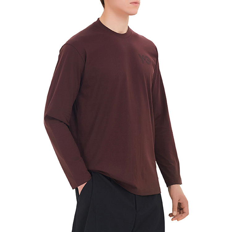 Men's Y-3 Casual Logo Solid Color Long Sleeves Red T-Shirt GK4515
