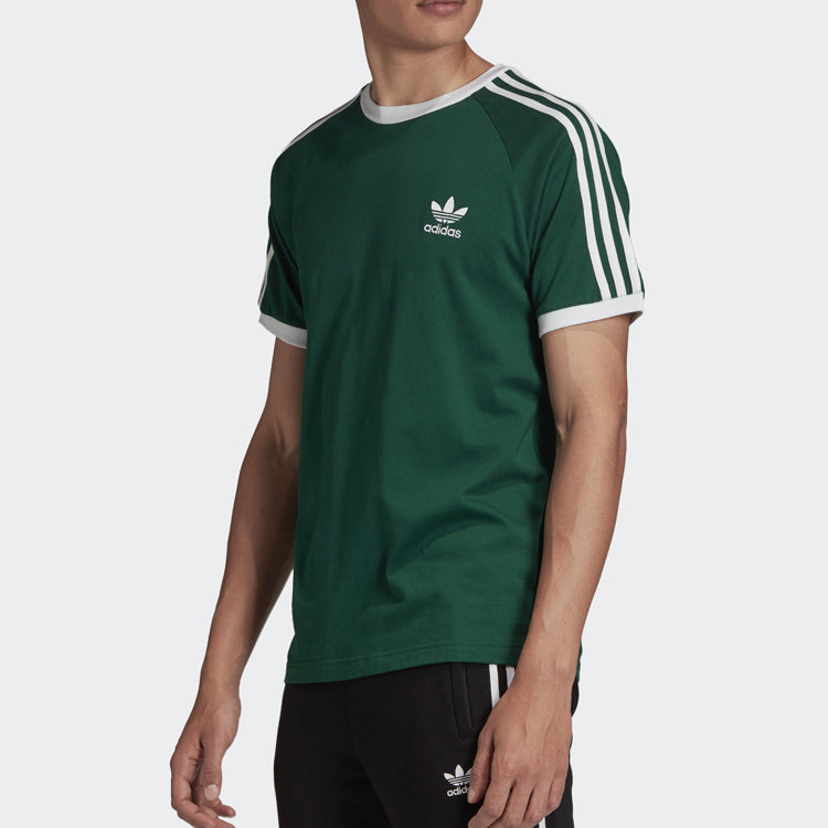 adidas originals 3-Stripes Tee Casual Round Neck Loose Logo Stripe Short Sleeve Dark Green GD9935