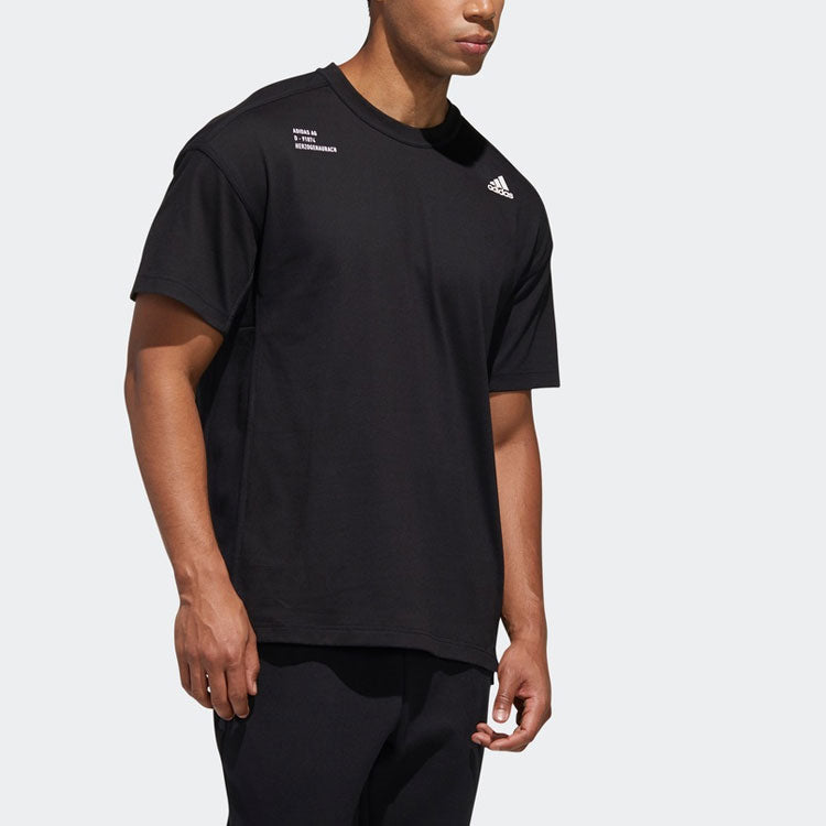 adidas M Tech Tee Logo Printing Loose Sports Round Neck Short Sleeve Black FT6629