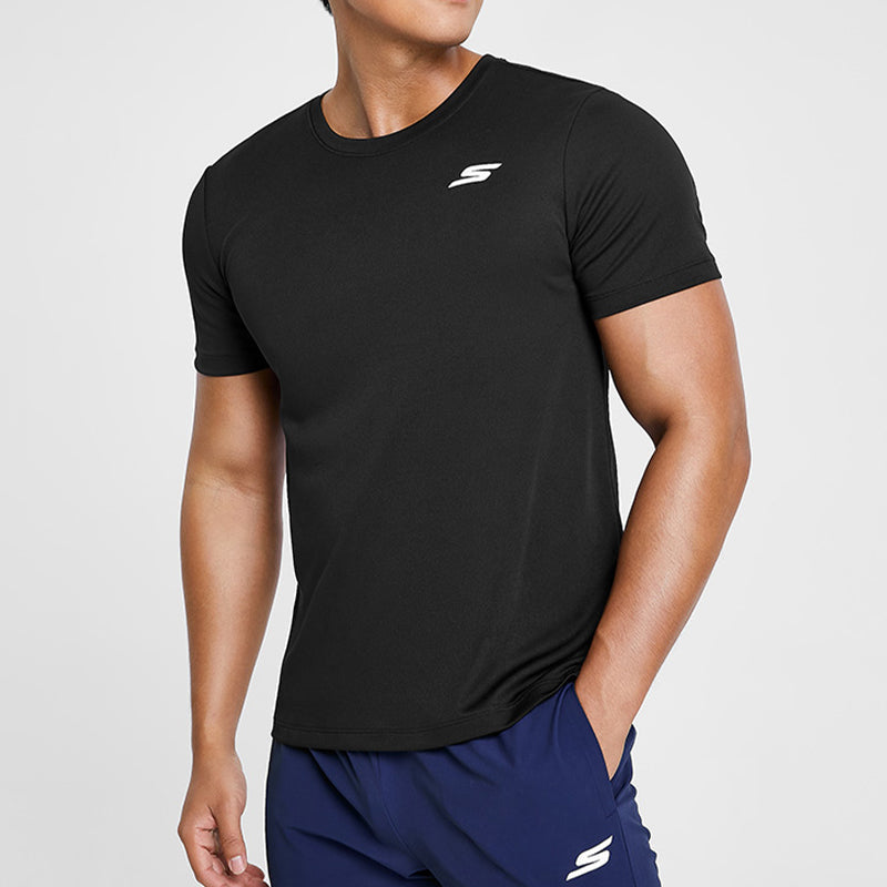 Men's Skechers Training Running Sports Knit Short Sleeve Black P220M052-0018