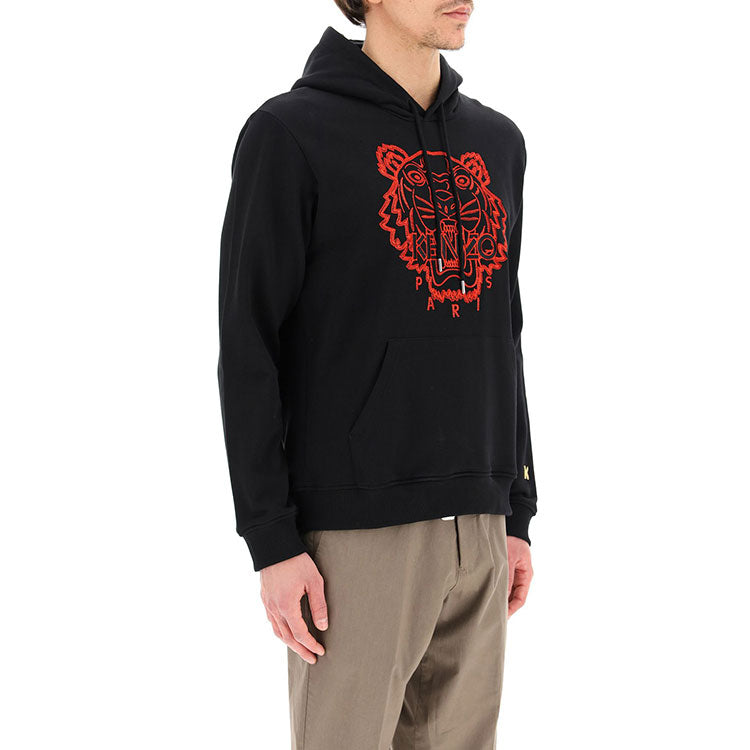 Men's KENZO China Capsule Series Alphabet Tiger Head Embroidered Black FB55SW3304MM-99