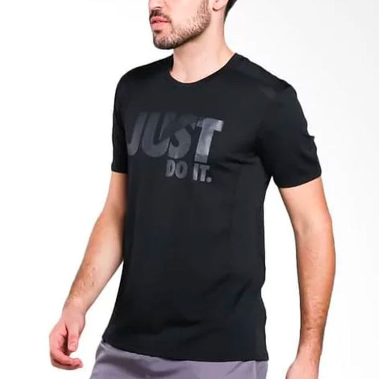 Men's Nike Alphabet Printing Sports Round Neck Pullover Short Sleeve Black T-Shirt AH2258-010