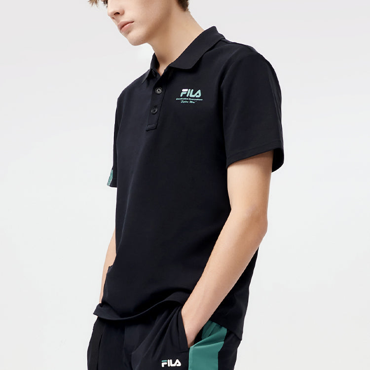 Men's FILA FUSION Casual Sports Breathable Short Sleeve Polo Shirt Black T11M123101B-BK