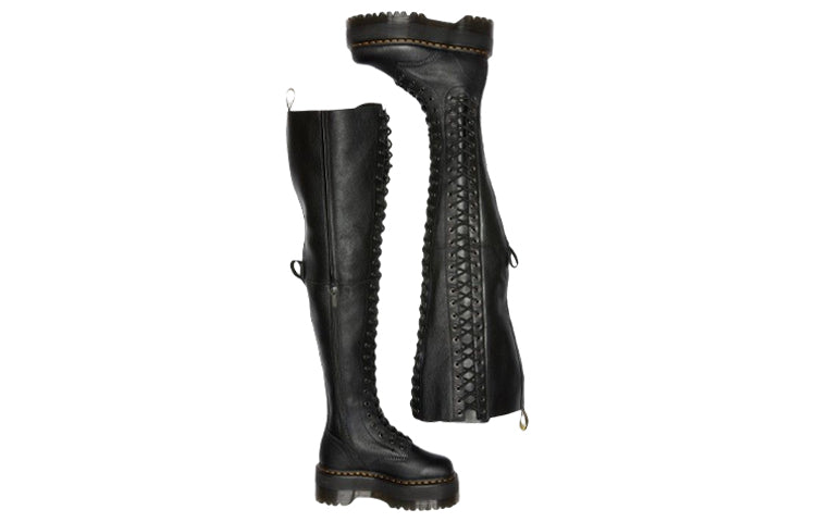 (WMNS) Dr. Martens Azreya Max Leather 26-Eye Platform Boots 'Black' 27360001