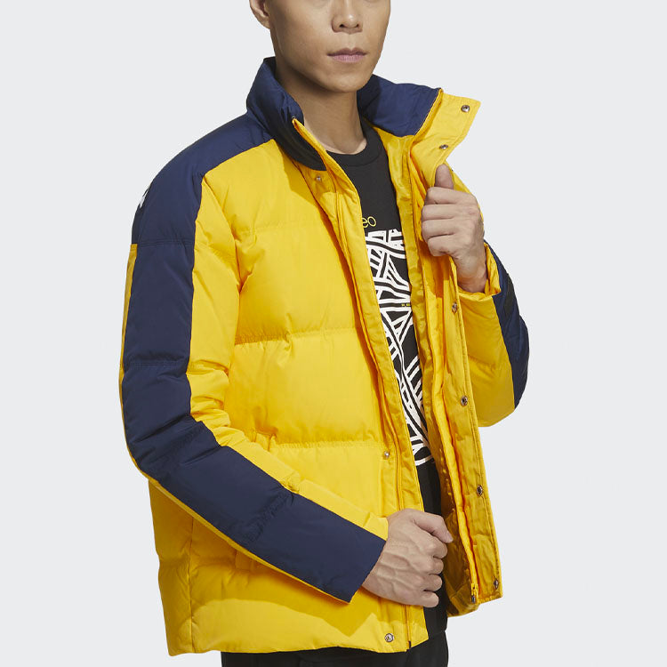 Men's adidas neo Colorblock High Collar Sports Gold Color Down Jacket GP5913