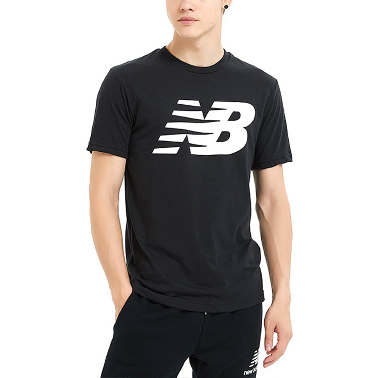 New Balance Knit Breathable Athleisure Casual Sports LOGO Printing Short Sleeve Black MT91923-BK