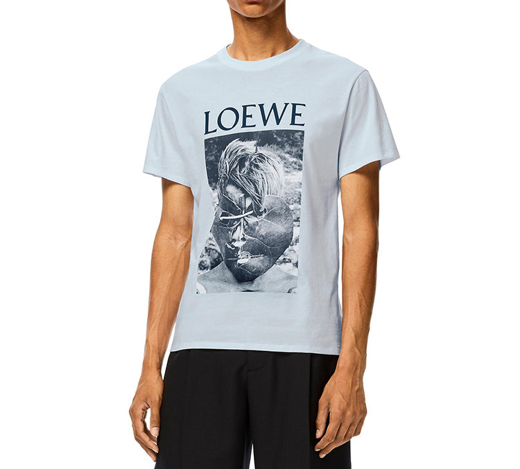 Men's LOEWE Ken Heyman Printing Cotton Short Sleeve Pink Blue H6109980PC-6410