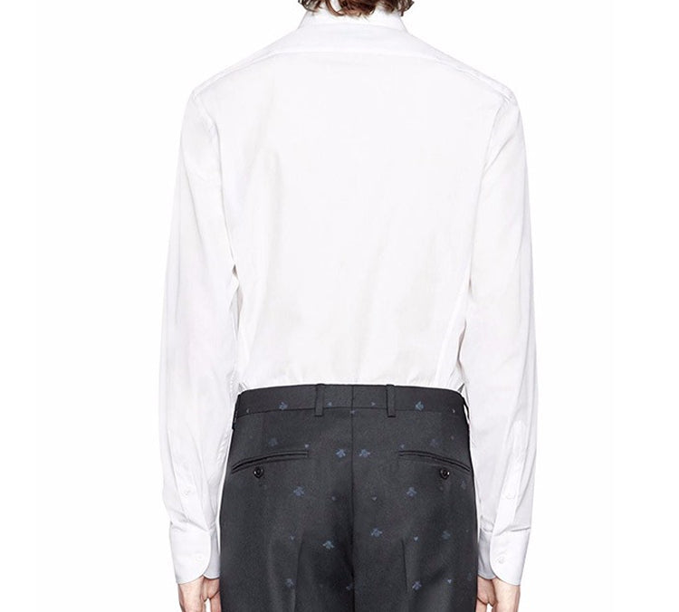 Gucci Flower Cut Silk Poplin Decorative Long Sleeve Shirt For Men White 547230-ZAAET-9000