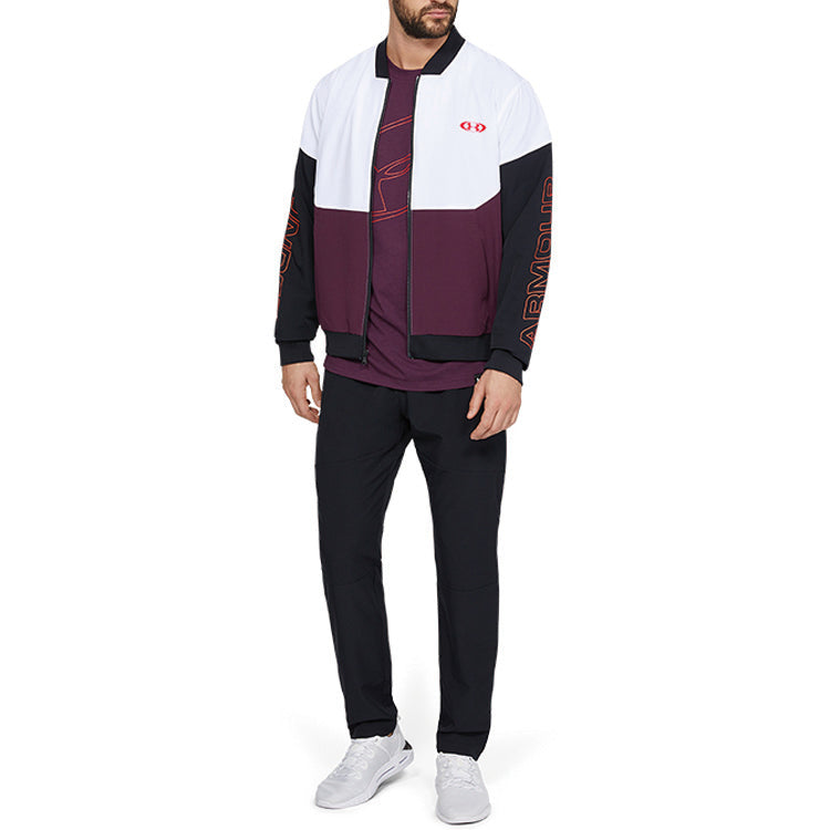 Men's Under Armour Colorblock Splicing Alphabet Logo Jacket White 1345565-100