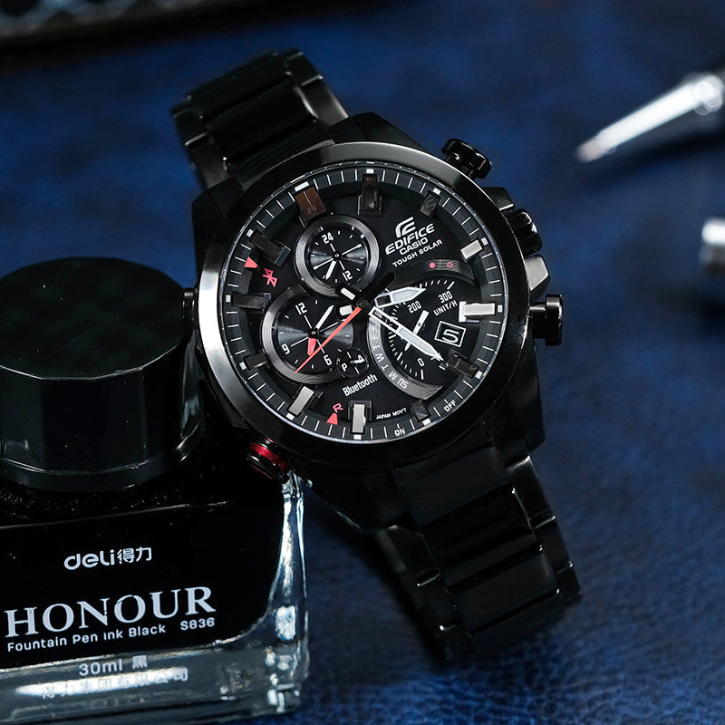 CASIO Quartz Waterproof EDIFICE Solar Powered Mens Black Analog EQB-501YDC-1AMPRD