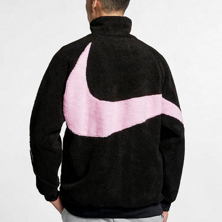 Nike Big Swoosh Polar Fleece Jacket 'Black Pink' BQ6546-016