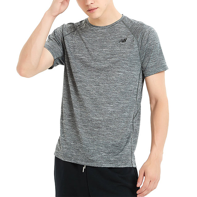 New Balance Men's New Balance Quick Dry Short Sleeve Gray AMT81095-HC