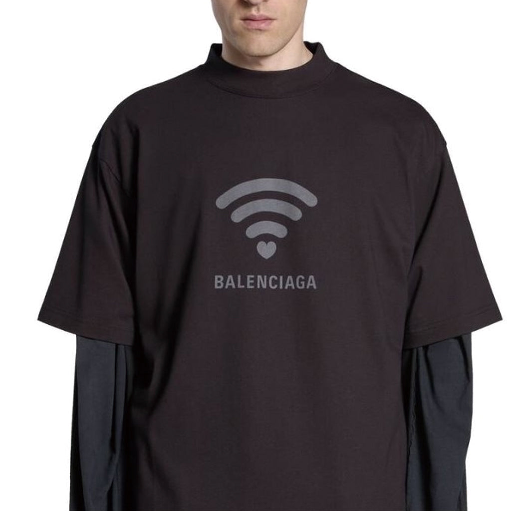 (WMNS) Balenciaga Lo_ve T-shirt 'Black Grey' 764235TQVK21576