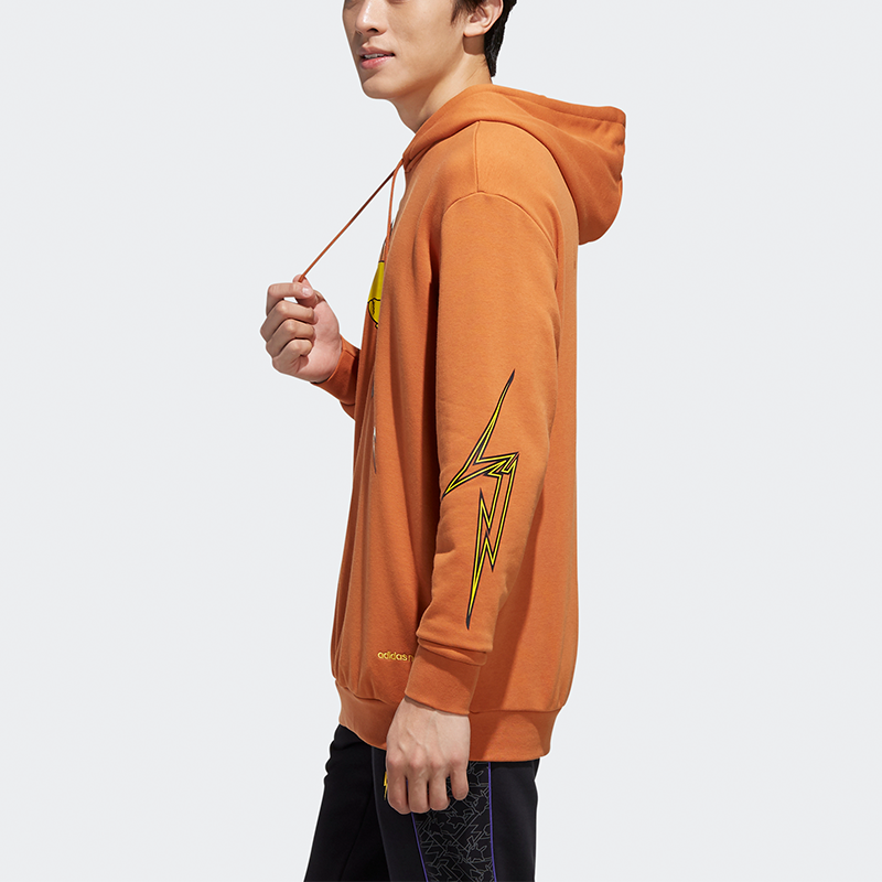 adidas neo M PKMN Pikachu Pattern Printing hooded Drawstring Khaki Brown FU3924