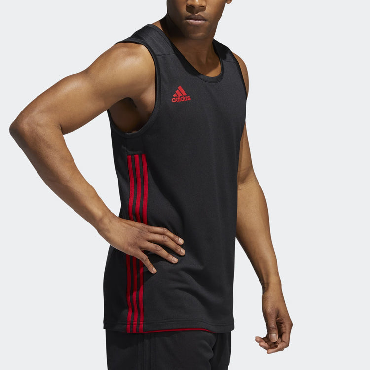 adidas Basketball Training Casual Breathable Knitted Vest Men Black/Red DY6588