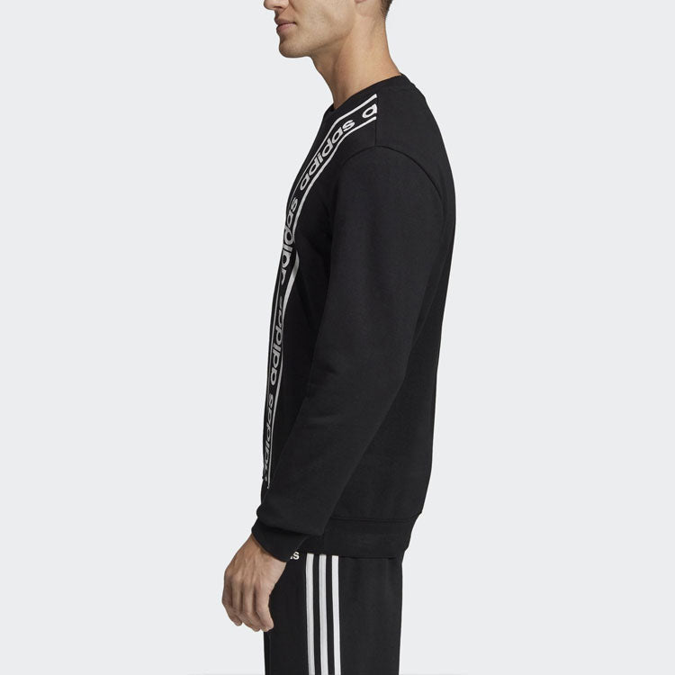 adidas M C90 Brd Letter Print Sports Crew Neck Sweatshirt Black EI5617
