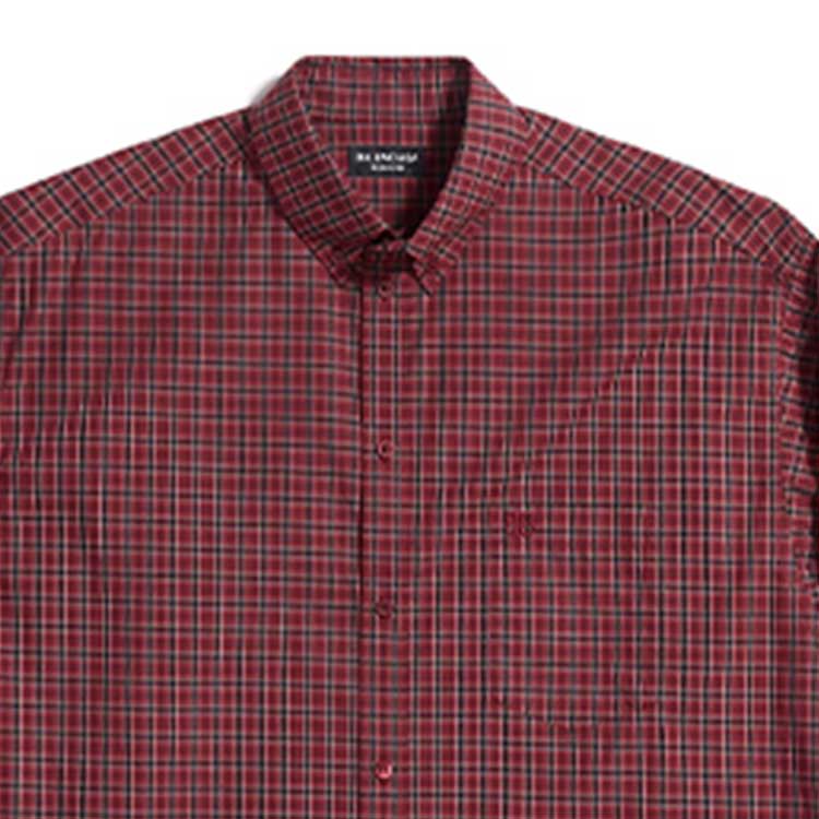 Balenciaga Plaid Long Sleeve Shirt Large Fit 'Red' 658929TKM386167