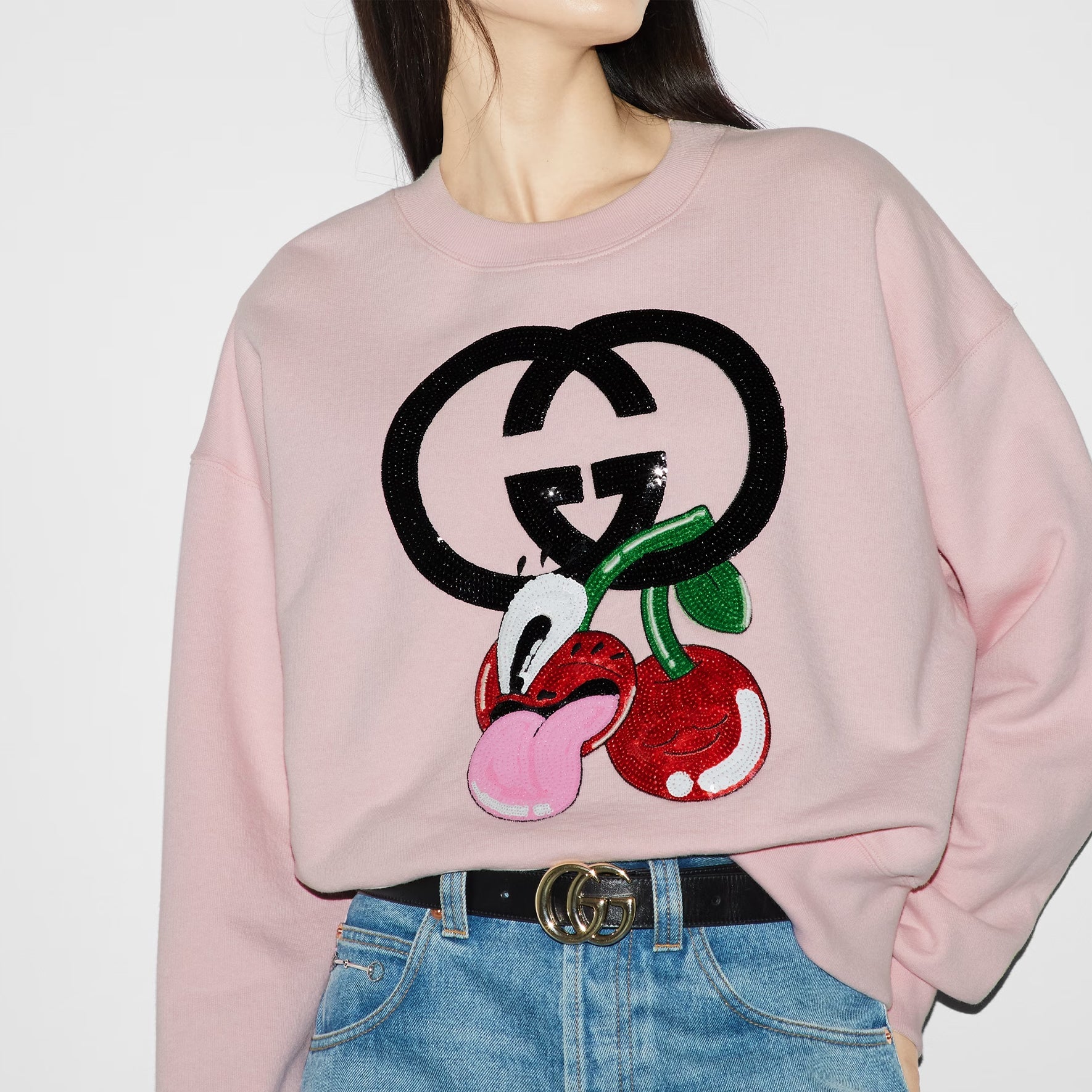 (WMNS) Gucci Cotton Jersey Sweatshirt With Embroidery 'Pink' 773769-XJGHH-5781